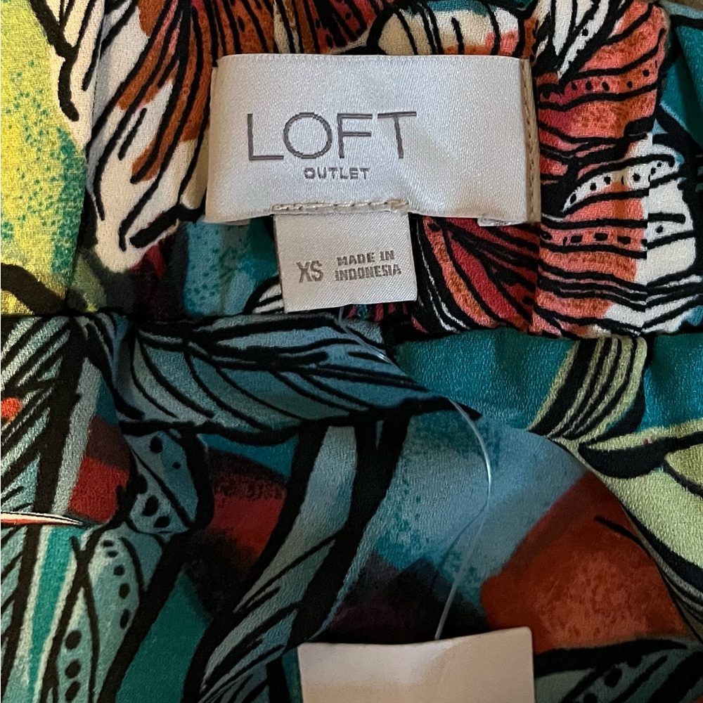 LOFT Hawaiian Tropical Floral Tiered Skirt size XS - Picture 10 of 12